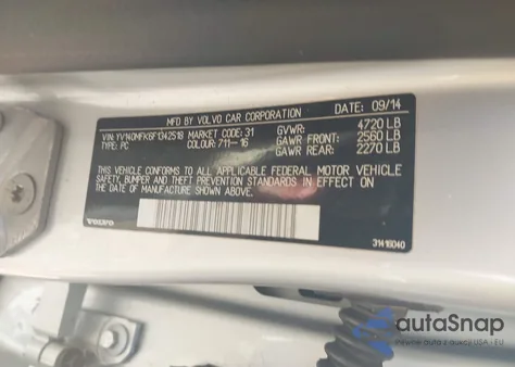 2015 Volvo S60 T5 Premier из США, поврежденный, VIN YV140MFK6F1342518